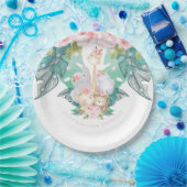 ジャングルアニマルズガール誕生日カスタム ペーパープレート (パーティー)