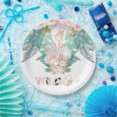 ジャングルアニマルズガール誕生日ワイルドワン ペーパープレート (パーティー)