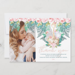 ジャングルアニマルズガール誕生日写真 サンキューカード