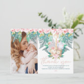 ジャングルアニマルズガール誕生日写真 サンキューカード (スタンド正面)