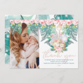 ジャングルアニマルズガール誕生日写真 サンキューカード (正面/裏面)