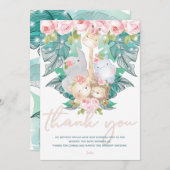 ジャングルアニマルズガール誕生日 サンキューカード (正面/裏面)