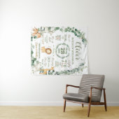 ジャングルアニマルズグリーンベビー誕生プリント統計 タペストリー (インサイチュ(横))