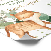 ジャングルアニマルズグリーンベビー誕生プリント統計 ポスター (角)