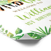 ジャングルアニマルズグリーンリーワイルドワン誕生日へようこそ ポスター (角)