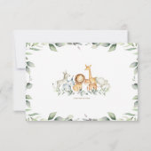 ジャングルアニマルズグリーン新生児ボーイフォト誕生 案内状 (裏面)