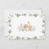 ジャングルアニマルズグリーン新生児ボーイフォト誕生 案内状 (裏面)