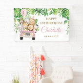 ジャングルアニマルズサファリカーアドベンチャーパーティー背景 横断幕 (インサイチュ)