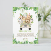 ジャングルアニマルズサファリカーグリーン1st誕生日 サンキューカード (スタンド正面)