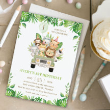 ジャングルアニマルズサファリカーグリーン1st誕生日