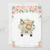 ジャングルアニマルズサファリカーピンクフローラ誕生日 招待状 (裏面)