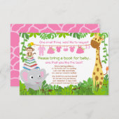 ジャングルアニマルズサファリガールベビーシャワーブック 招待状 (正面/裏面)
