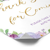 ジャングルアニマルズサファリパープルフローラサンキューサイン ポスター (角)