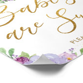 ジャングルアニマルズサファリパープルフローラトリートサイン ポスター (角)