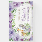 ジャングルアニマルズサファリパープルフローラ背景 横断幕