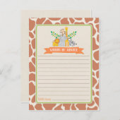 ジャングルアニマルズサファリベイビーシャワーアドバイスの言葉 アドバイスカード (正面/裏面)