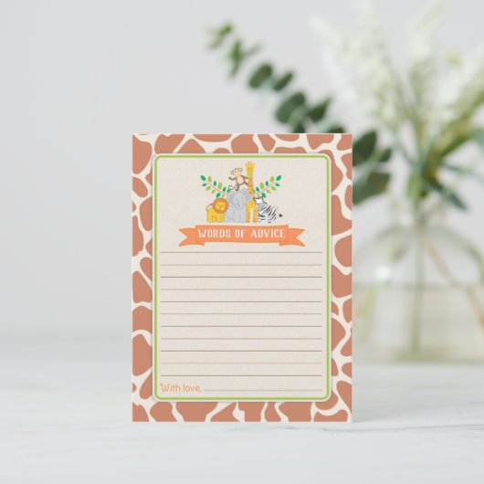 ジャングルアニマルズサファリベイビーシャワーアドバイスの言葉 アドバイスカード (スタンド正面)