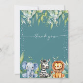 ジャングルアニマルズサファリベイビーシャワーサンキューカード 招待状 (正面)