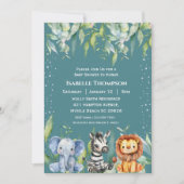 ジャングルアニマルズサファリベイビーシャワー男女兼用 招待状 (正面)