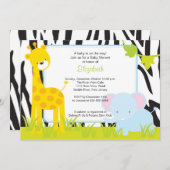 ジャングルアニマルズサファリベビーシャワー招待状 招待状 (正面/裏面)