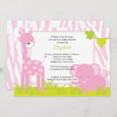 ジャングルアニマルズサファリベビーシャワー招待状 招待状 (正面/裏面)