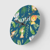 ジャングルアニマルズサファリボーイキッズ子供部屋デコル ラウンド壁時計 (傾斜)