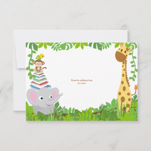 ジャングルアニマルズサファリボーイベビーシャワーブック 招待状 (裏面)