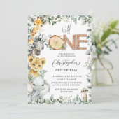 ジャングルアニマルズサファリワイルドワン第1誕生日 招待状 (スタンド正面)