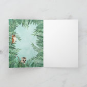 ジャングルアニマルズサファリ動物園ハッピーバースデーボーイフォト カード (内部)