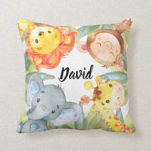 ジャングルアニマルズサファリ子供部屋デコパーソナライズされたール クッション