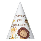 ジャングルアニマルズサファリ誕生日コーン パーティーハット (正面)