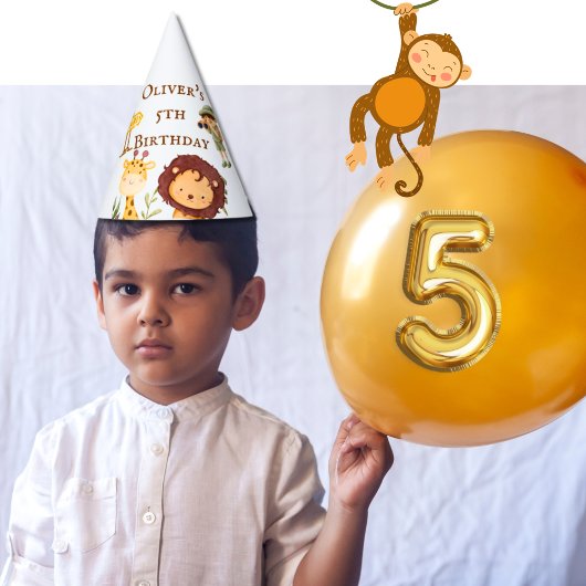 ジャングルアニマルズサファリ誕生日コーン パーティーハット