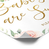 ジャングルアニマルズサファリ赤面ピンクフローラトリートサイン ポスター (角)