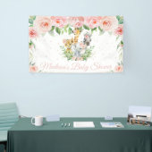 ジャングルアニマルズサファリ赤面ピンクフローラ背景B 横断幕 (トレードショー)