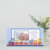 ジャングルアニマルズトレイン男の赤ちゃん誕生発表 案内状 (スタンド正面)