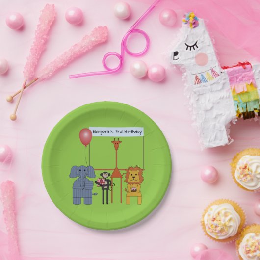 ジャングルアニマルズバースデーパーティー紙プレート ペーパープレート (パーティー)