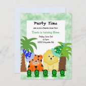 ジャングルアニマルズパーティの招待状 招待状 (正面/裏面)