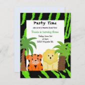 ジャングルアニマルズパーティの招待状 招待状 (正面/裏面)