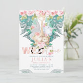 ジャングルアニマルズファースト誕生日かわいい 招待状 (スタンド正面)