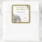 ジャングルアニマルズブックプレートグリーンボーイ蔵書票 スクエアシール (バッグ)