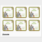 ジャングルアニマルズブックプレートグリーンボーイ蔵書票 スクエアシール (シート)