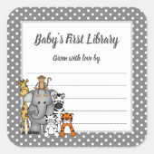 ジャングルアニマルズブックプレートニュートラルジェンダー蔵書票 スクエアシール (正面)