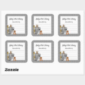 ジャングルアニマルズブックプレートニュートラルジェンダー蔵書票 スクエアシール