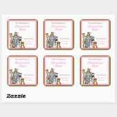 ジャングルアニマルズブックプレートピンクガール蔵書票 スクエアシール (シート)