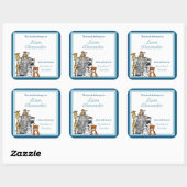 ジャングルアニマルズブックプレートブルーボーイ蔵書票 スクエアシール (シート)