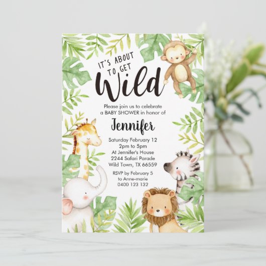 ジャングルアニマルズベビーシャワー招待状サファリベビー 招待状 (スタンド正面)