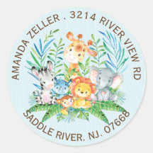 ジャングルアニマルズボーイズベビーシャワー住所 シール