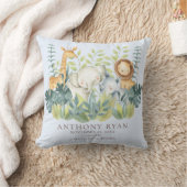 ジャングルアニマルズボーイズベビー誕生統計ピロー クッション (ブランケット)