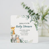 ジャングルアニマルズボーイベビーシャワー招待状 招待状 (スタンド正面)