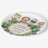 ジャングルアニマルズワイルドサファリグリーンリー誕生日ボーイ ペーパープレート (アングル)